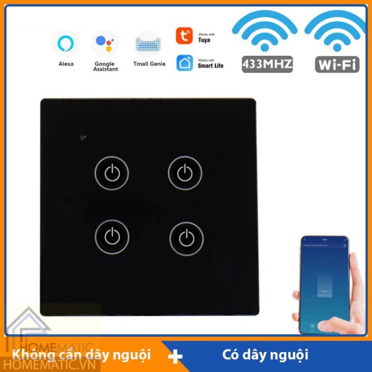 Công tắc wifi măt kính vuông hỗ trợ remote thế hệ mới TUYA HM31