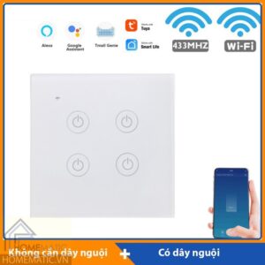 Công tắc wifi măt kính vuông hỗ trợ remote thế hệ mới TUYA HM31