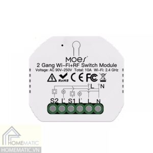 Hộp công tắc 2 cổng wifi + remote RF siêu nhỏ 10A Homematic WMSV2