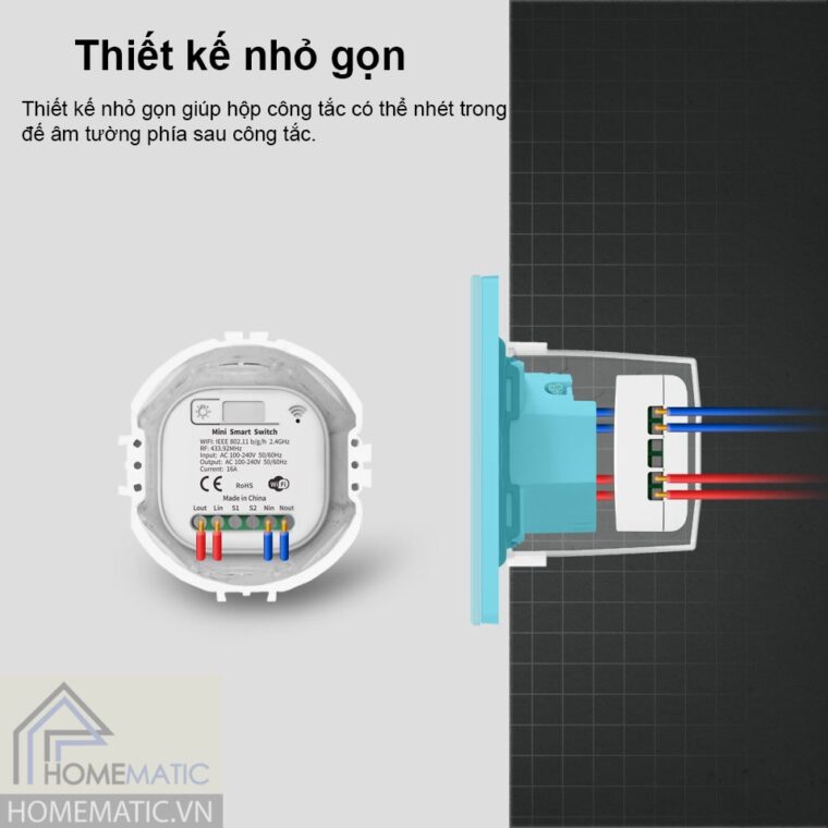 Hộp công tắc wifi + remote RF siêu nhỏ 16A Homematic WDSV3