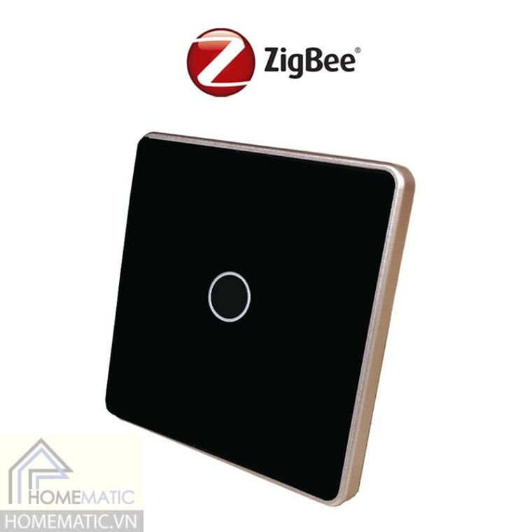 Công tắc Zigbee mặt kính cảm ứng vuông viền kim loại Tuya HM42