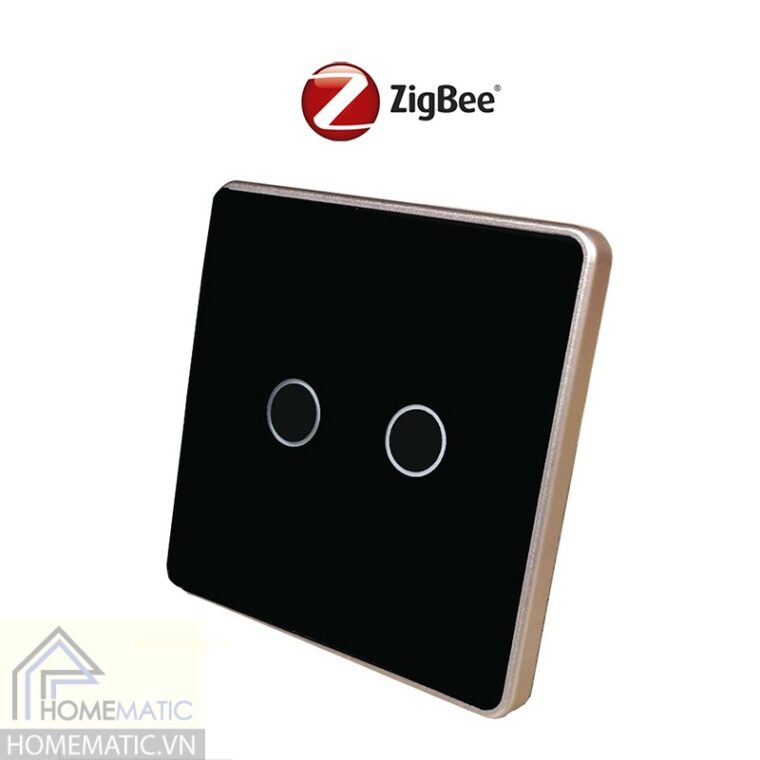 Công tắc Zigbee mặt kính cảm ứng vuông viền kim loại Tuya HM42