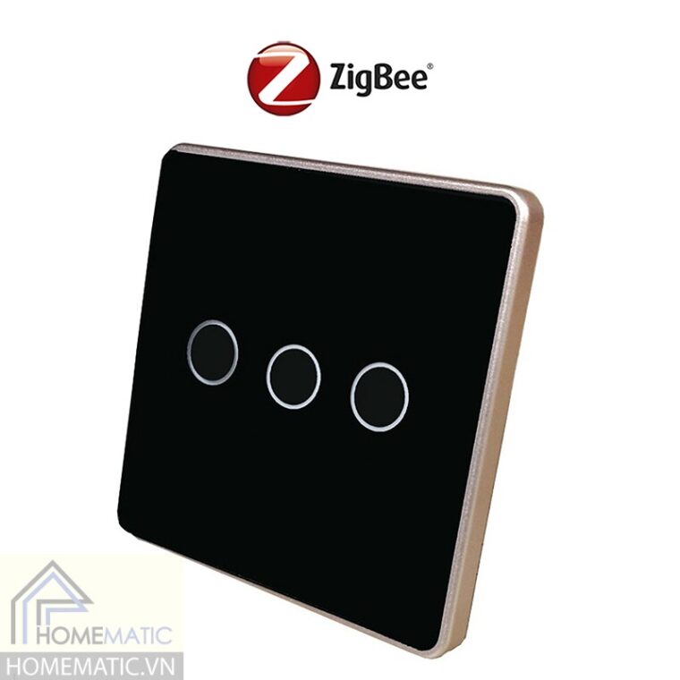 Công tắc Zigbee mặt kính cảm ứng vuông viền kim loại Tuya HM42