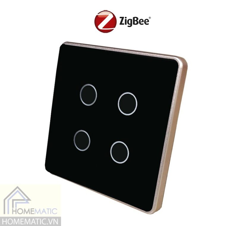 Công tắc Zigbee mặt kính cảm ứng vuông viền kim loại Tuya HM42