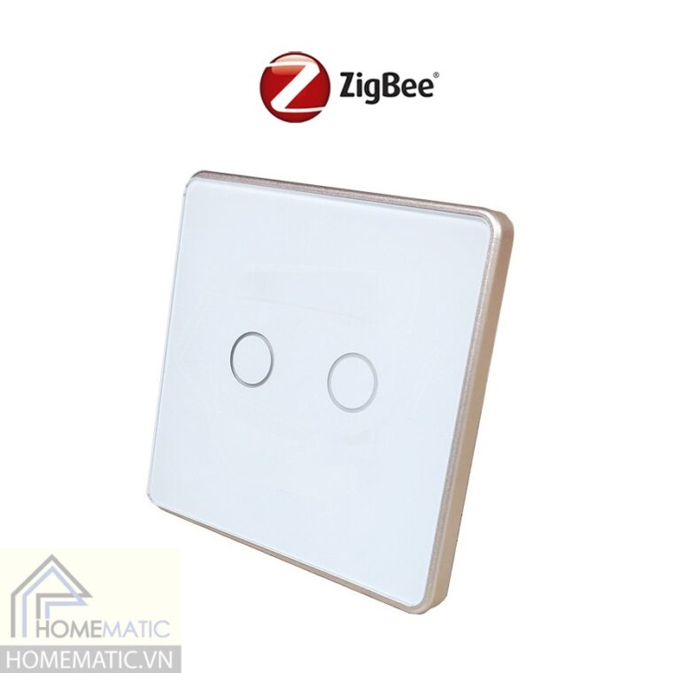 Công tắc Zigbee mặt kính cảm ứng vuông viền kim loại Tuya HM42