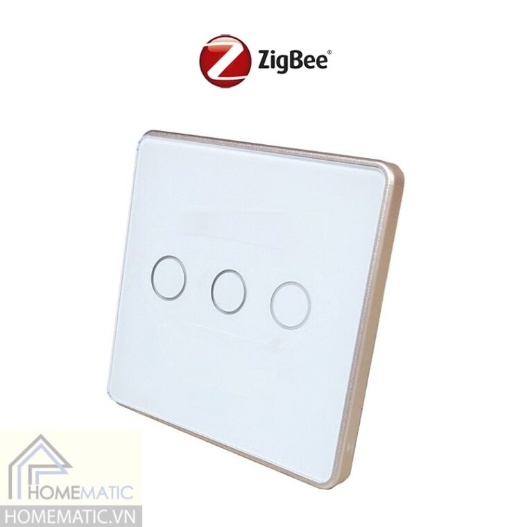 Công tắc Zigbee mặt kính cảm ứng vuông viền kim loại Tuya HM42