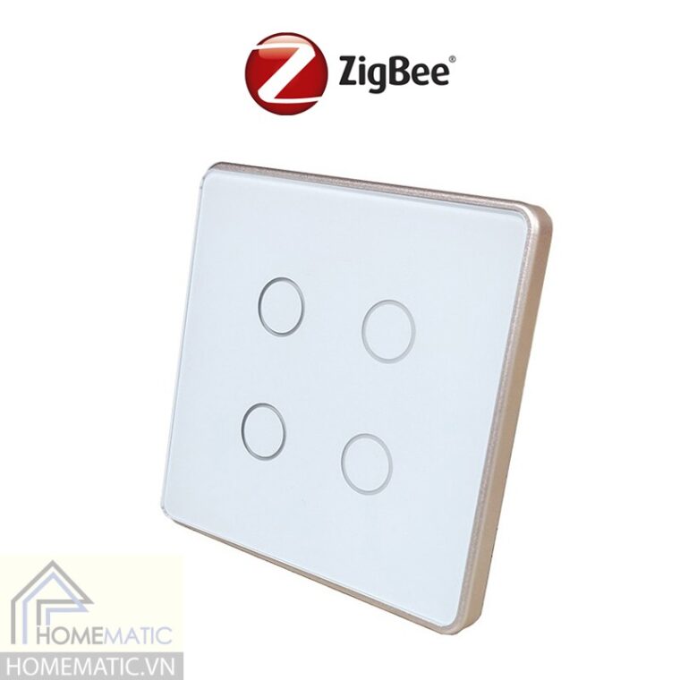 Công tắc Zigbee mặt kính cảm ứng vuông viền kim loại Tuya HM42