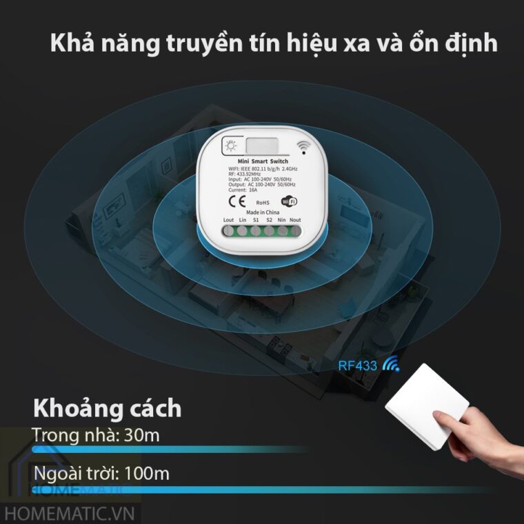 Nút bấm remote dán tường không dây không dùng pin RS