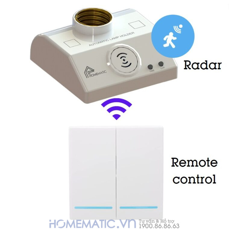 Đui đèn Cảm ứng Chuyển động Radar Vi Sóng Siêu Nhạy + điều Khiển Từ Xa Alh201