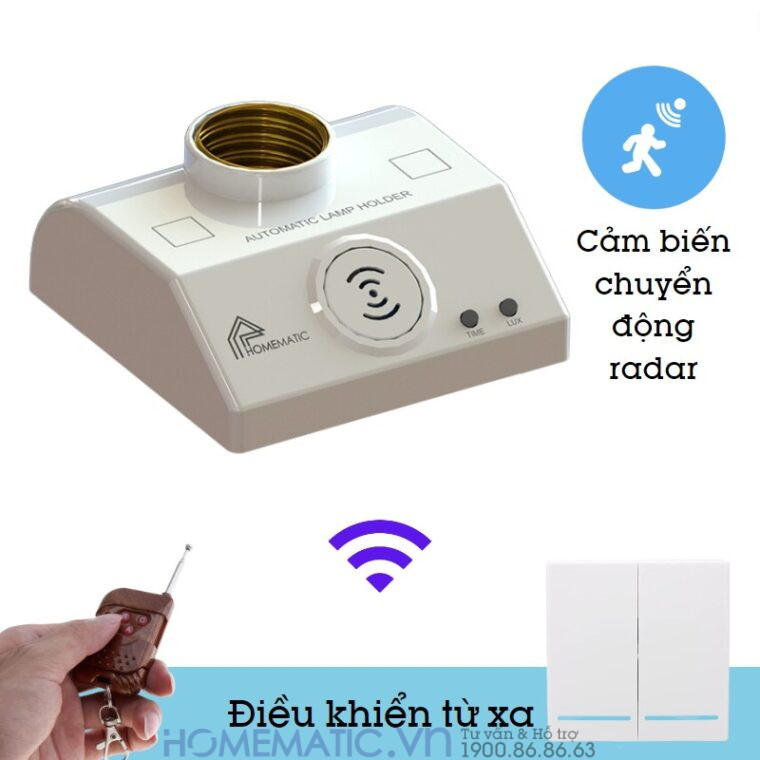 Đui đèn Cảm ứng Chuyển động Radar Vi Sóng Siêu Nhạy + điều Khiển Từ Xa Alh201