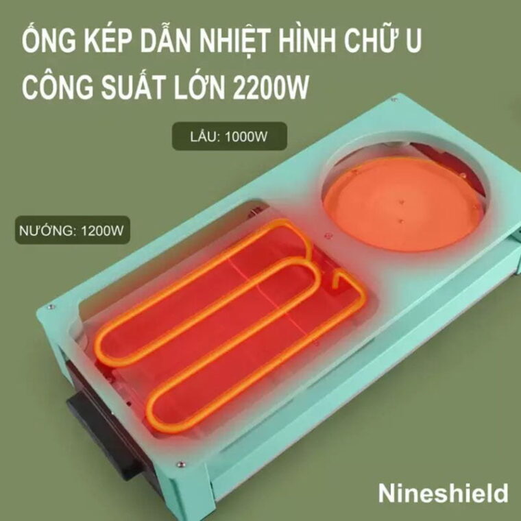 Bếp Lẩu Nướng điện 2 Trong 1 đa Năng Không Khói Nineshield Bln01