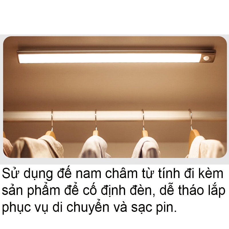 Đèn Led Cảm Biến Vỏ Nhôm Hiện đại Cho Tủ Quần áo Dùng Pin Sạc Hm-al