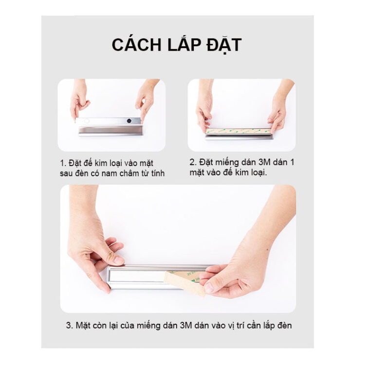 Đèn Led Cảm Biến Vỏ Nhôm Hiện đại Cho Tủ Quần áo Dùng Pin Sạc Hm-al