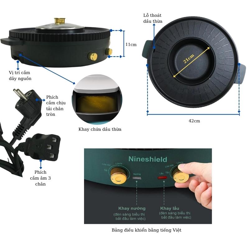 Bếp Nướng Lẩu điện đa Năng Nineshield Bln01