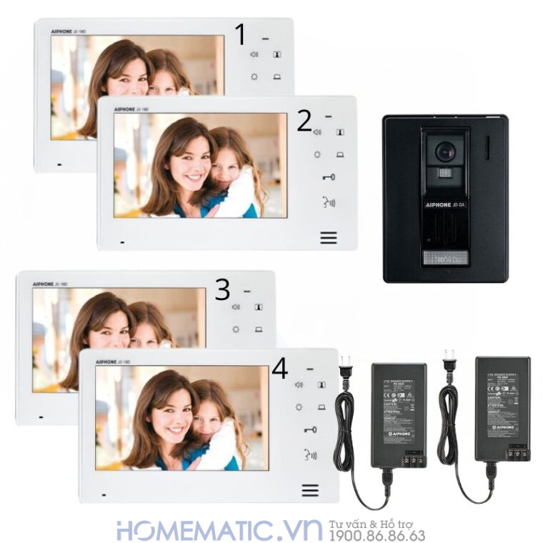 Chuông Cửa Có Camera Japan Aiphone Jos-1a Chống Nước bộ 4 màn hình