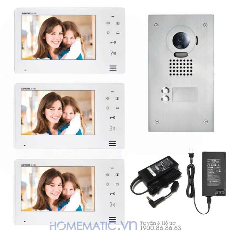 Chuông Cửa Màn Hình Japan Aiphone Jos-1f Lắp âm Chống Nước, Va đập bộ 1 nút camera 3 màn hình