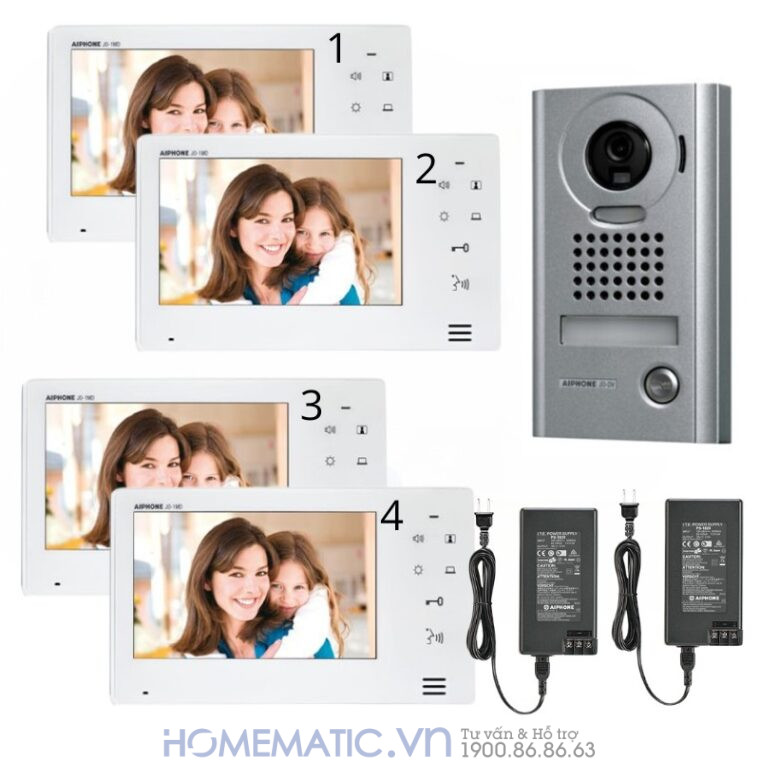 Chuông Hình Japan Aiphone Jos-1v Lắp Nổi Chống Va đập bộ chuông 4 màn hình