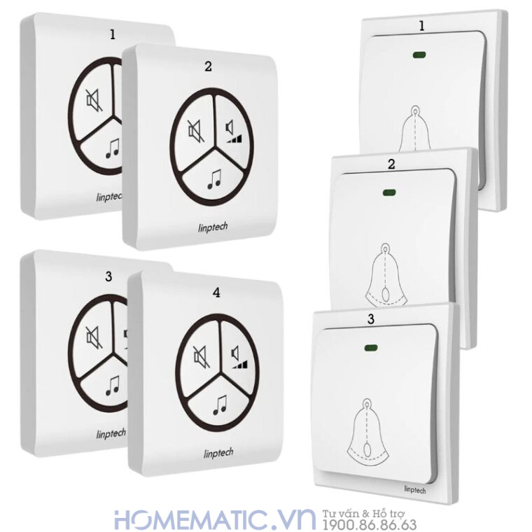 Chuông Không Dây, Không Dùng Pin Linptech Lp100sw bộ 4 loa 3 nút bấm
