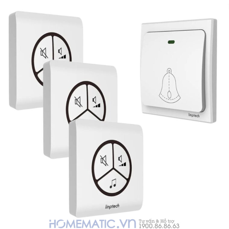 Chuông Không Dây, Không Dùng Pin Linptech Lp100sw 1 nút bấm 3 loa chuông