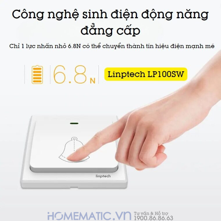 Chuông Không Dây, Không Dùng Pin Linptech Lp100sw công nghệ sinh điện động năng đẳng cấp