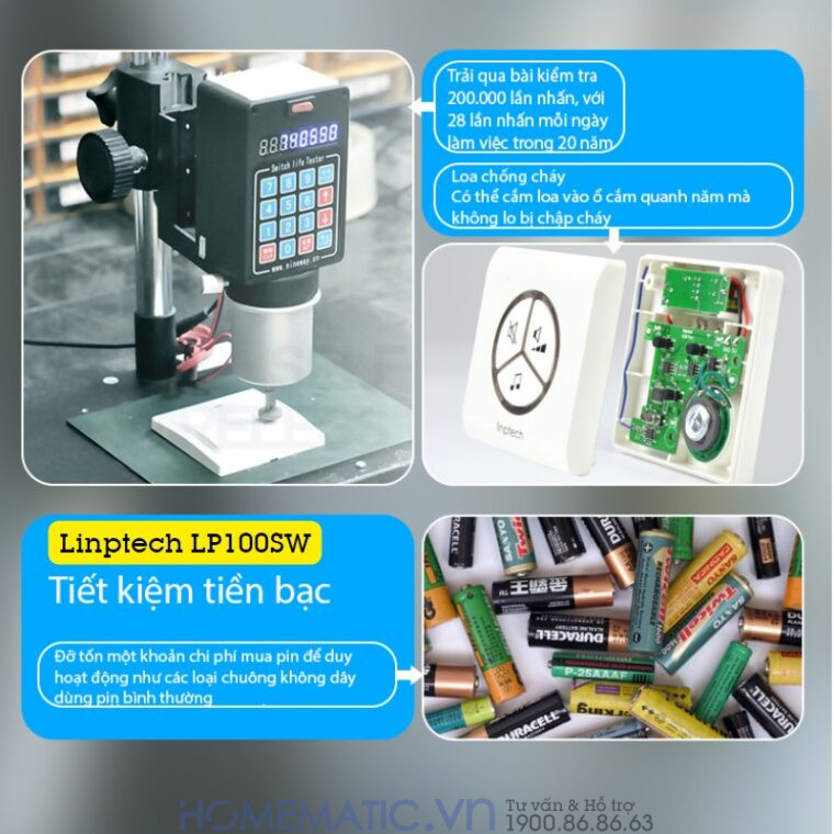 Chuông Không Dây, Không Dùng Pin Linptech Lp100sw chất lượng cao, tiết kiệm năng lượng