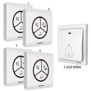Chuông Không Dây, Không Dùng Pin Linptech Lp100sw bộ 4 loa chuông 1 nút bấm
