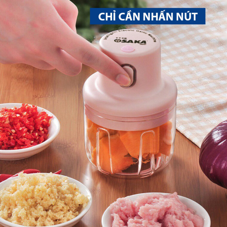 Máy Xay Tỏi ớt Mini Có Pin Sạc Osaka