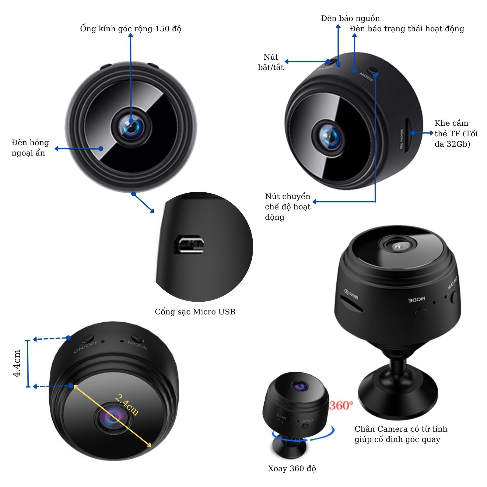 Camera mini siêu nhỏ wifi siêu nét A9X2022