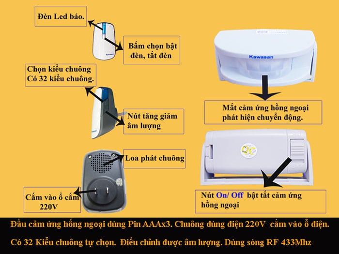 Chuông Báo Khách Kawasan I618 Chuông Báo Khách Kawasan I618