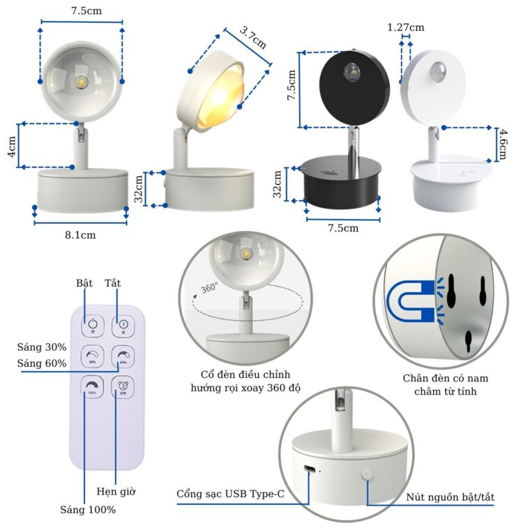 Đèn Tường Soi Tranh, đèn Spotlight Cao Cấp điều Khiển Từ Xa B259