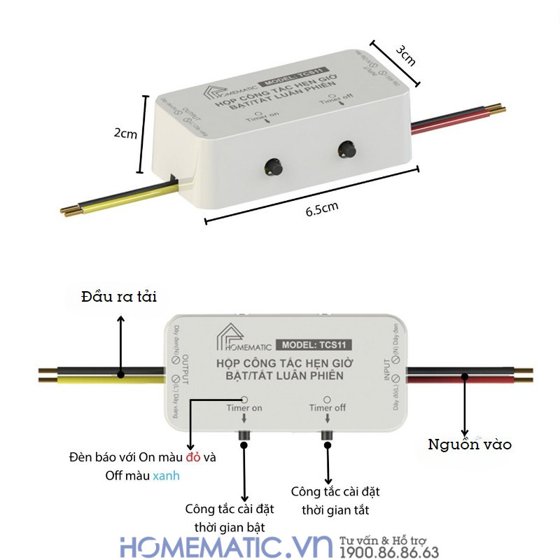 Hộp Công Tắc Hẹn Giờ Tắt Bật Luân Phiên Homematic Tcs11