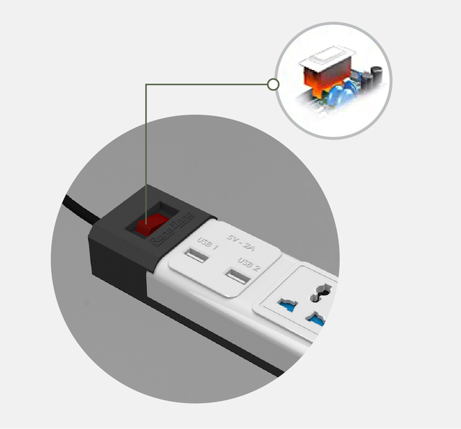 Ổ Cắm điện đa Năng Có Cổng Usb Rạng Đông Chống Sét, Chống Quá Tải Oc02.usb