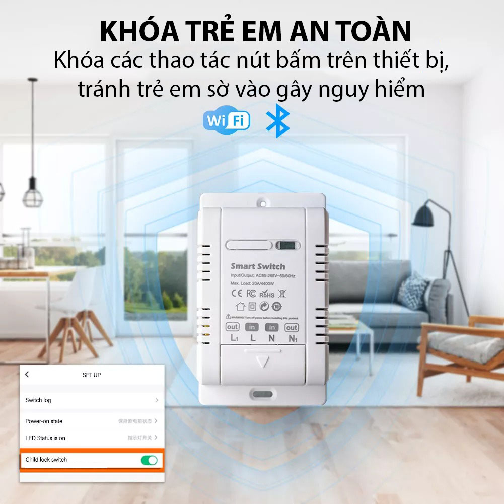 Công Tắc Thông Minh Wifi 20a đo Công Suất Hm-wl20