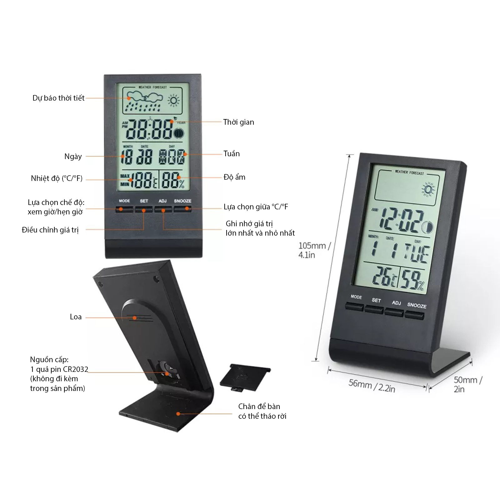 Đồng Hồ đo Nhiệt độ độ ẩm Nhiệt ẩm Kế điện Tử Ts219