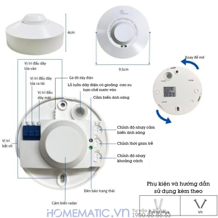 Cảm Biến Bật Tắt đèn Khi Có Người Radar Homematic Ms600 Cảm Biến Bật Tắt đèn Khi Có Người Radar Homematic Ms600