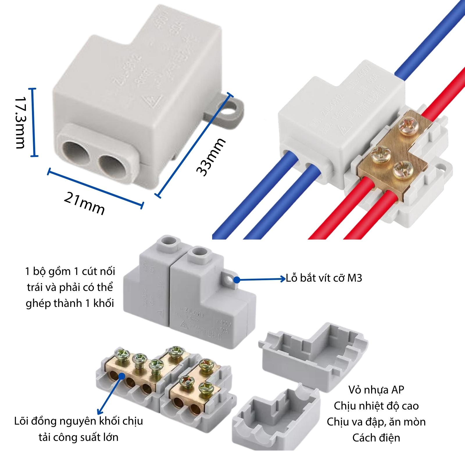 Cút Nối Chia Dây điện 1 Ra 2 Zjl-0612 Cút Nối Chia Dây điện 1 Ra 2 Zjl-0612