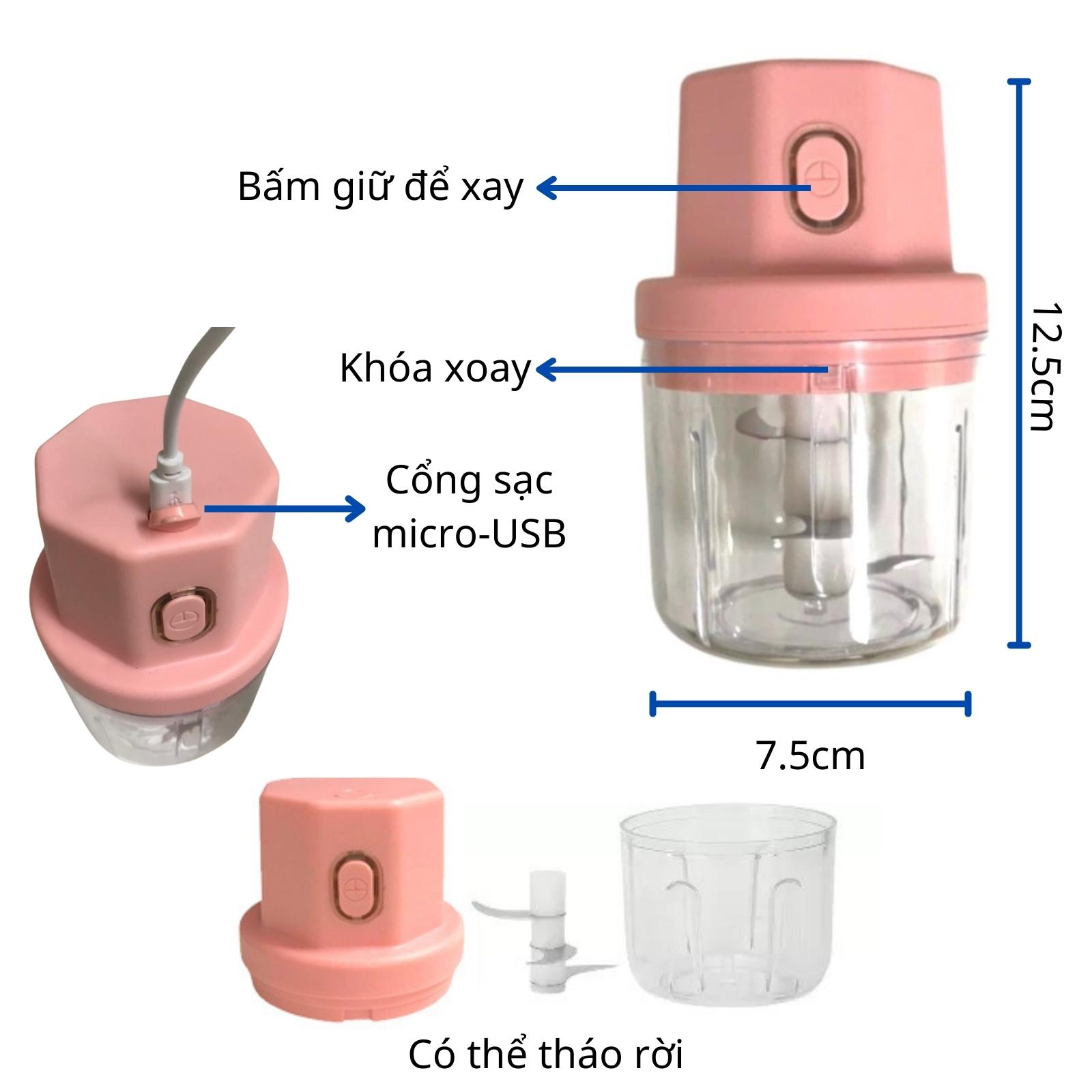 Máy Xay Tỏi ớt Mini Cầm Tay Pin Sạc Xtolg Máy Xay Tỏi ớt Mini Cầm Tay Pin Sạc Xtolg