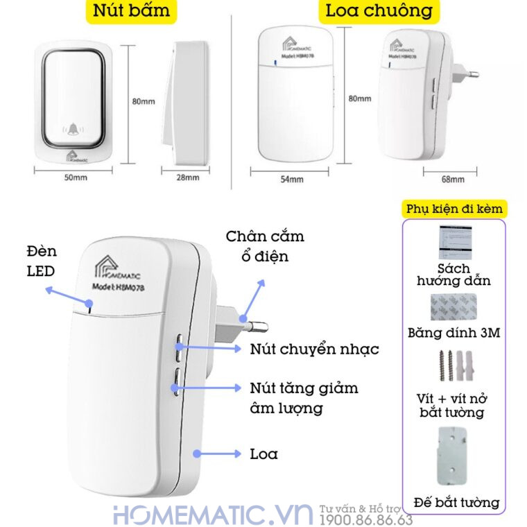 Chuông Cửa Không Dây Không Pin Homematic Hbm078 mô tả sản phẩm