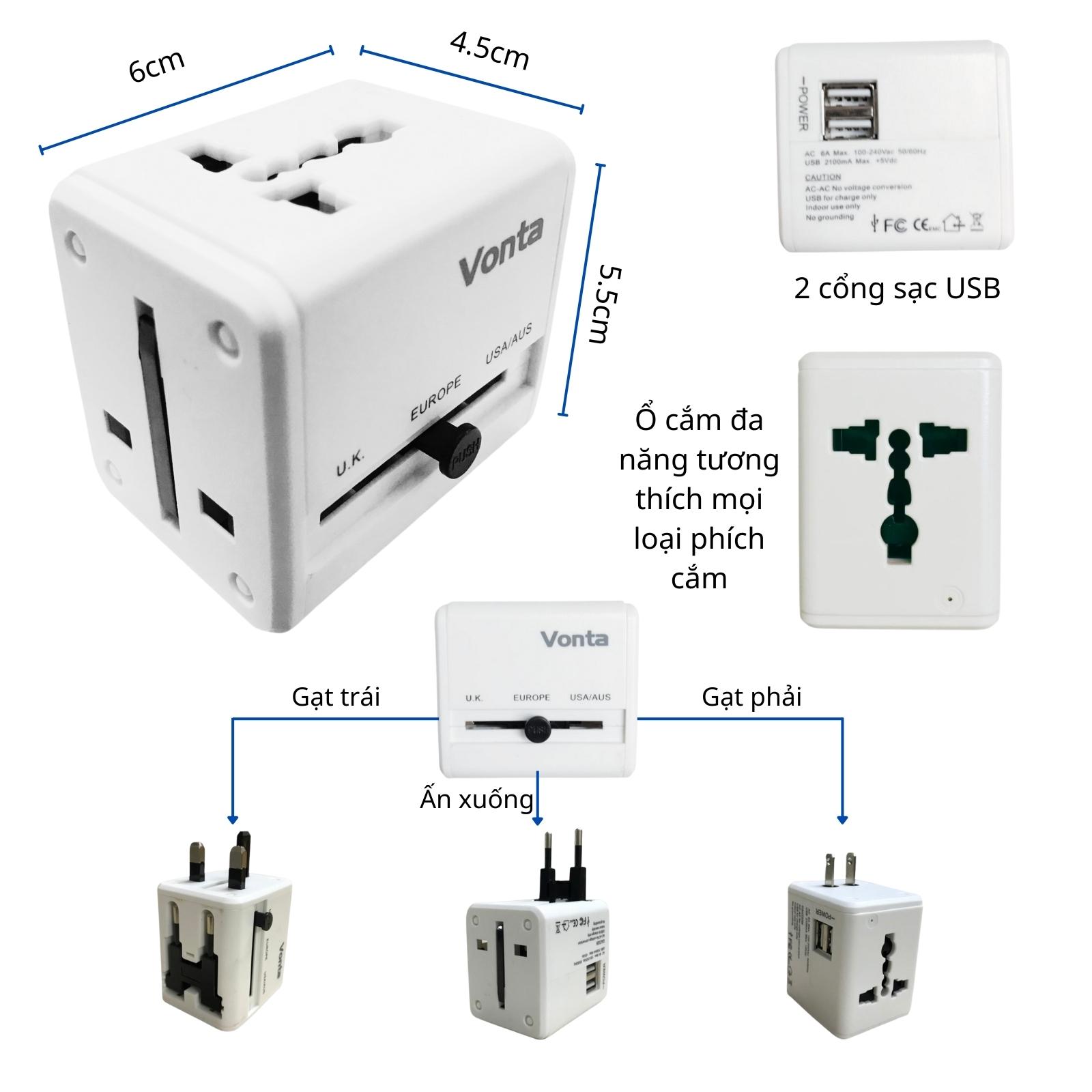 Ổ Cắm Chuyển đổi Usb Rubik Vonta Vdvn-t3