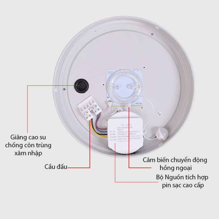 Đèn ốp Trần Cảm Biến Tích điện Ecl