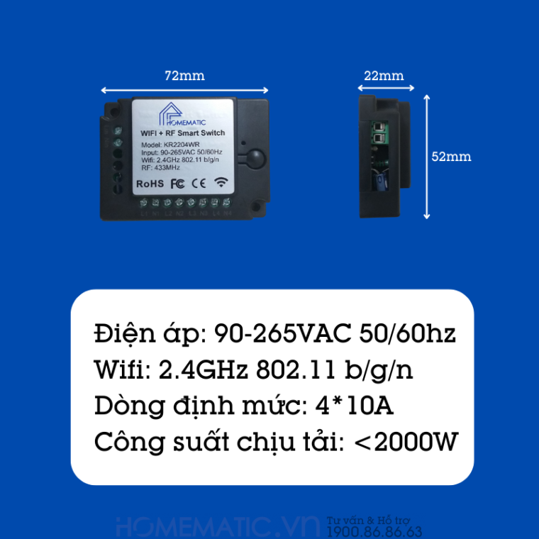 Hộp Công Tắc Wifi 4 Kênh Homematic Kr2204wr Hộp Công Tắc Wifi 4 Kênh Homematic Kr2204wr