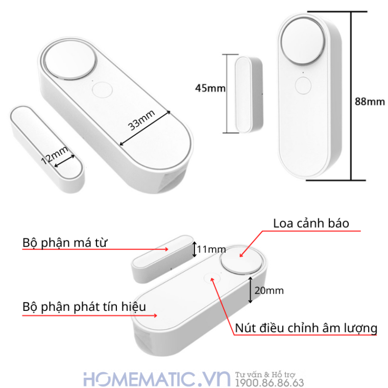 Cảm Biến Mở Cửa Wifi Có Còi Chống Trộm Báo Qua điện Thoại Tuya Hm-ds04 Cảm Biến Mở Cửa Wifi Có Còi Chống Trộm Báo Qua điện Thoại Tuya Hm-ds04