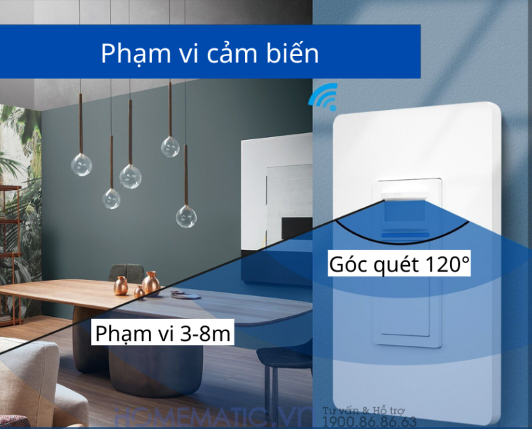 Công Tắc âm Tường Cảm Biến Chuyển động Wifi Tuya Md59