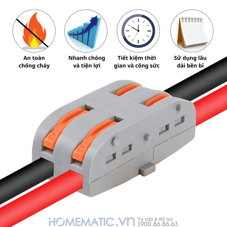 Cút Nối Dây điện 2 đầu Có Thể Lắp Ghép Theo Nhu Cầu Kv-221