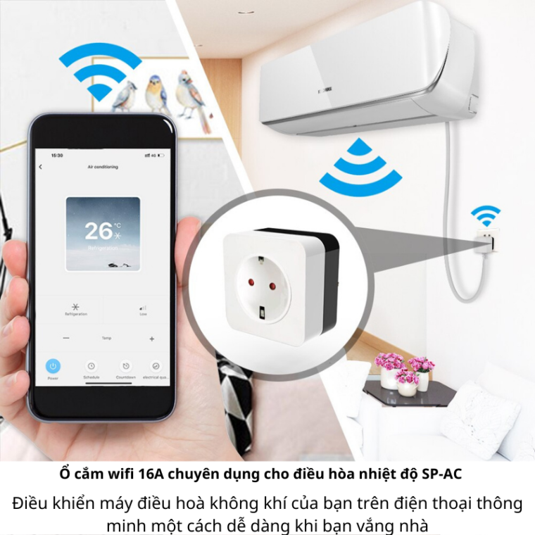 Ổ Cắm Wifi 16a Chuyên Dụng Cho điều Hòa Nhiệt độ Sp-ac Ổ Cắm Wifi 16a Chuyên Dụng Cho điều Hòa Nhiệt độ Sp-ac
