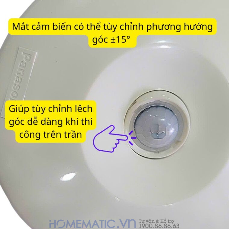 Công Tắc Cảm ứng Panasonic Gắn Nổi Trần WTKF23113-VN có thể chỉnh phương hướng góc quét