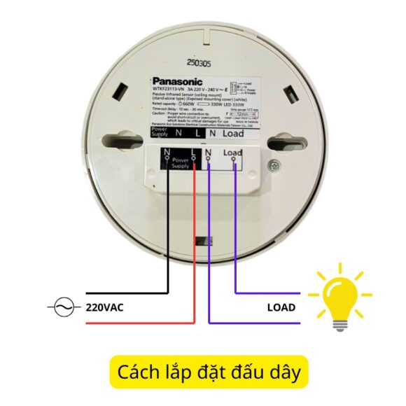 Công Tắc Cảm ứng Panasonic Gắn Nổi Trần WTKF23113-VN cách đấu dây