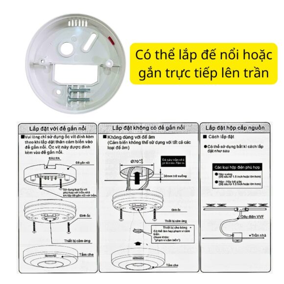 Công Tắc Cảm ứng Panasonic Gắn Nổi Trần WTKF23113-VN có thể nắp đế nổi hoặc gắn trực tiếp lên trần