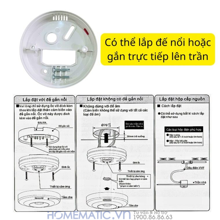 Công Tắc Cảm ứng Panasonic Gắn Nổi Trần WTKF23113-VN có thể nắp đế nổi hoặc gắn trực tiếp lên trần