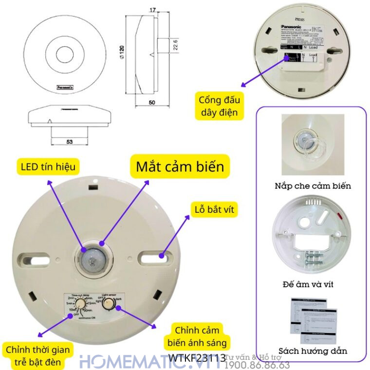 Công Tắc Cảm ứng Panasonic Gắn Nổi Trần Wtkg2313 / WTKF23113-VN